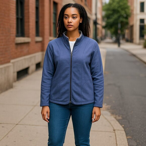 Cuddl Duds XXL Blue Zipper Front Sherpa Jacket - Picture 1 of 7